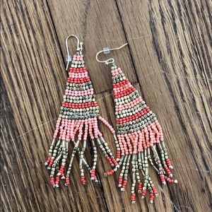 Orange Gold Dangle Earings